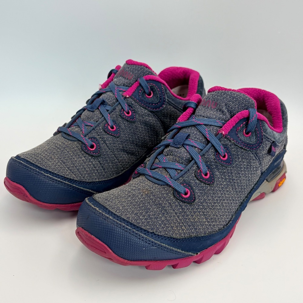 Ahnu by Teva Womens 8 Waterproof Hiking Trail Shoes Navy Pink Vibram Low Top